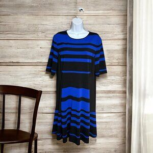 Gabby Skye Womens Dress Size 8 Bold Blue Black Stripe Church Career Office Wear